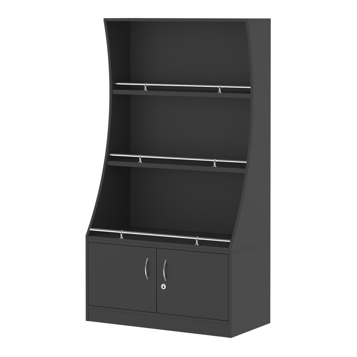 Стеллаж Гарант низкий №2-2-900-О с ограничителями Черный