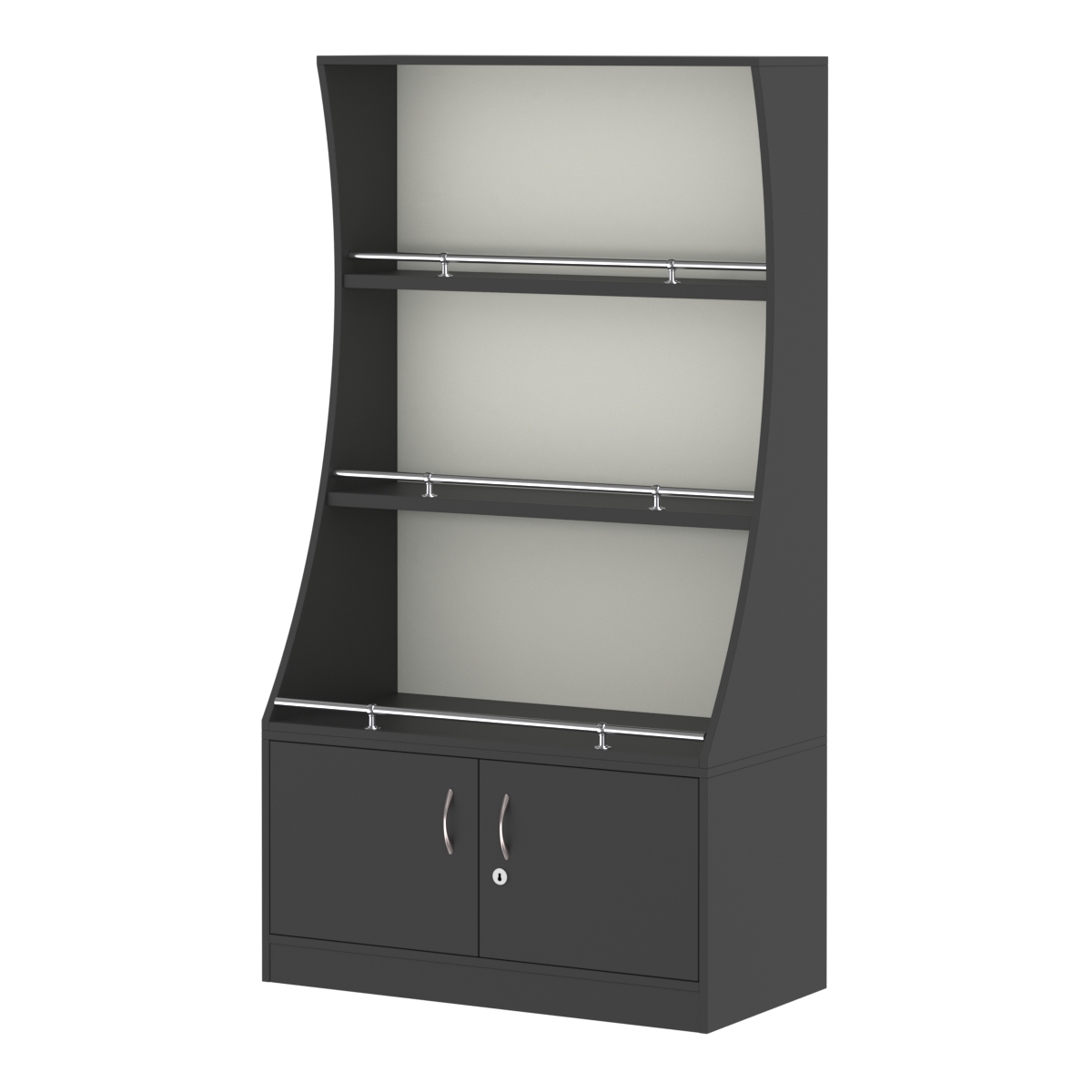 Стеллаж Гарант низкий №2-2-900-О с ограничителями Черный и Белый