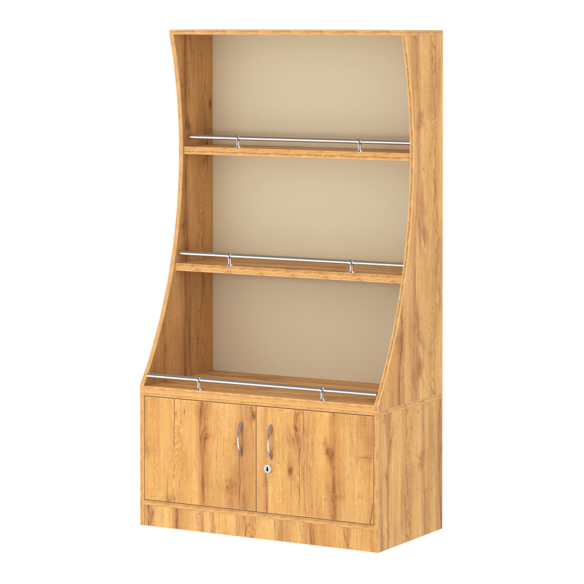 Стеллаж Гарант низкий №2-2-900-О с ограничителями Дуб Золотистый и Крем Вайс