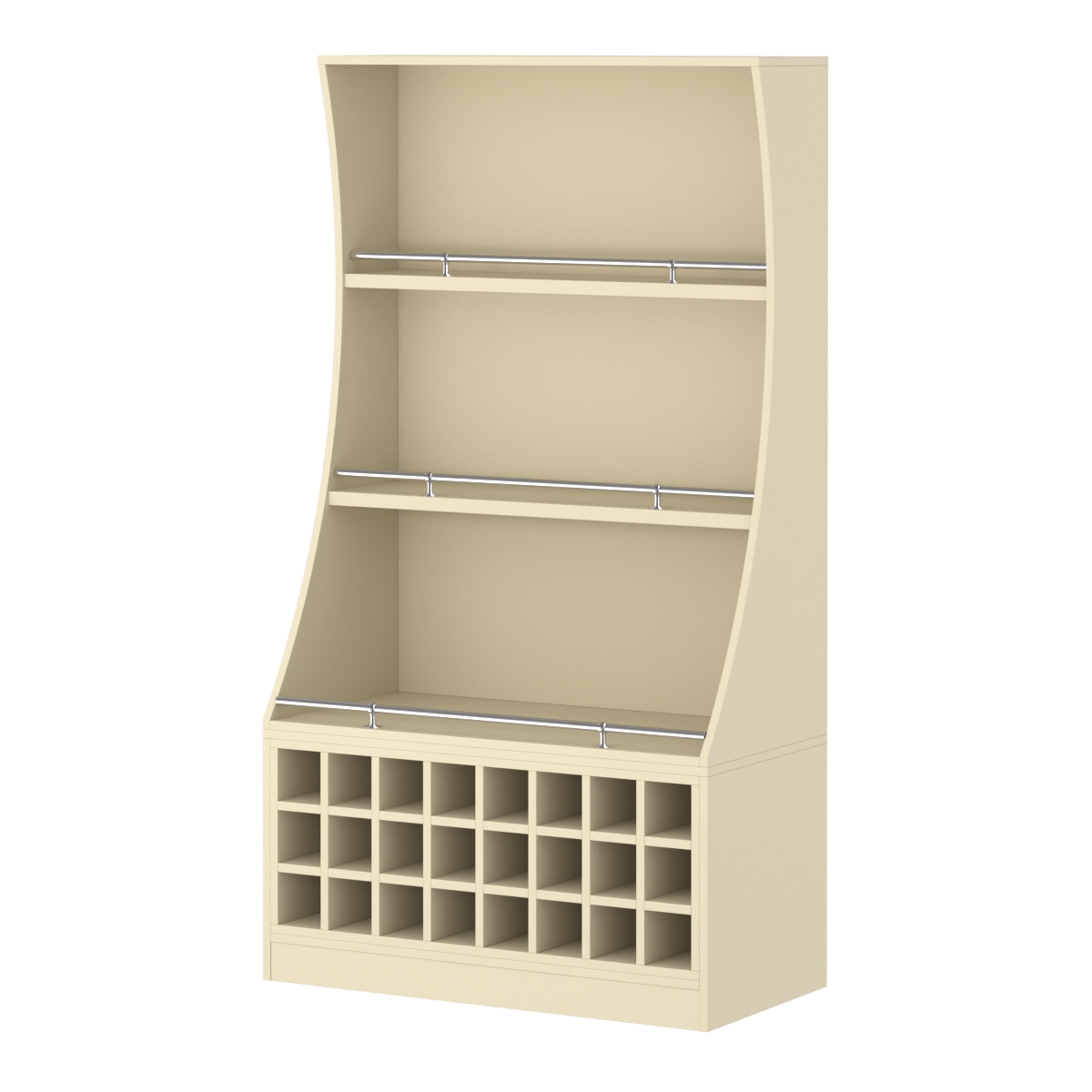 Стеллаж Гарант низкий №2-4-900-О с ограничителями Крем Вайс