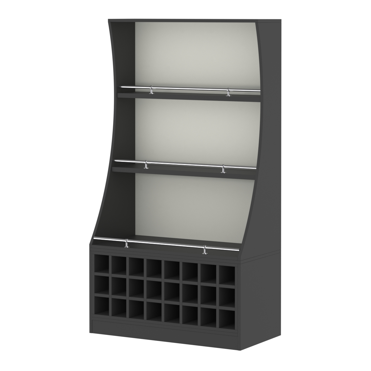 Стеллаж Гарант низкий №2-4-900-О с ограничителями Черный и Белый