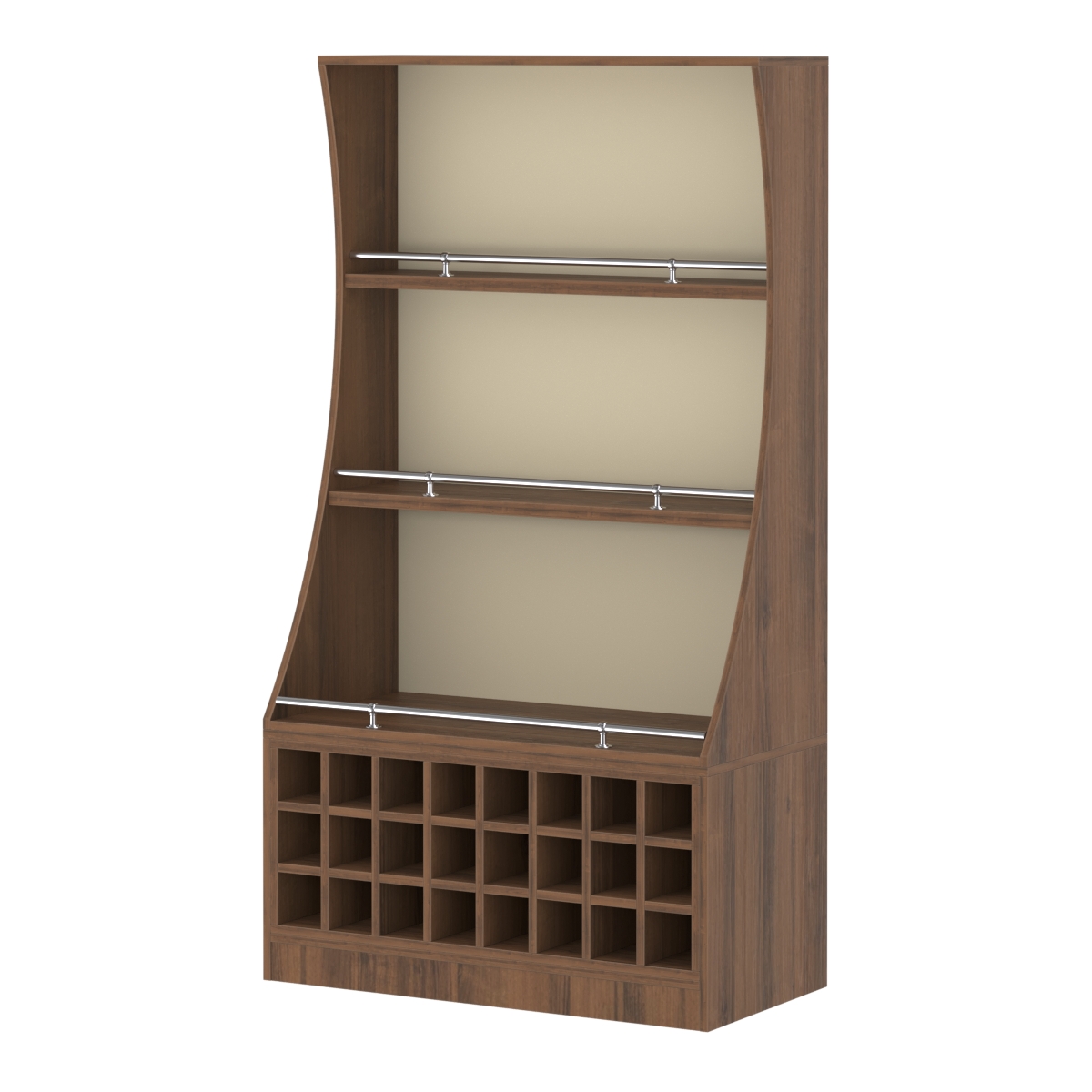 Стеллаж Гарант низкий №2-4-900-О с ограничителями Орех + Крем Вайс