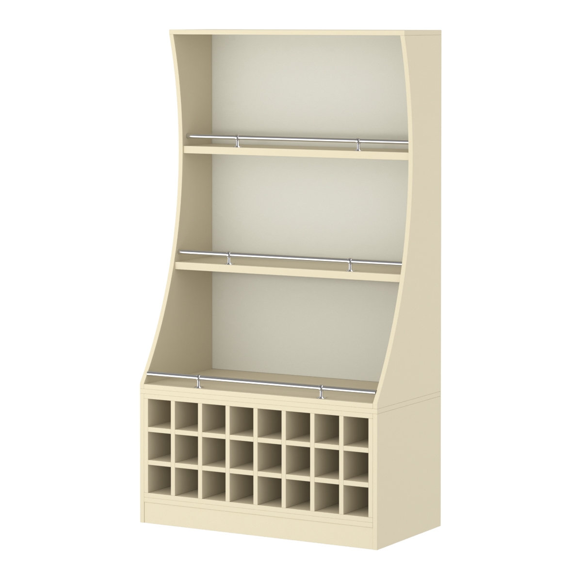 Стеллаж Гарант низкий №2-4-900-О с ограничителями Крем Вайс + Белый