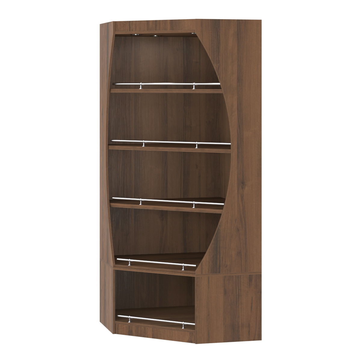 Стеллаж Гарант угловой №1-О с ограничителями Орех