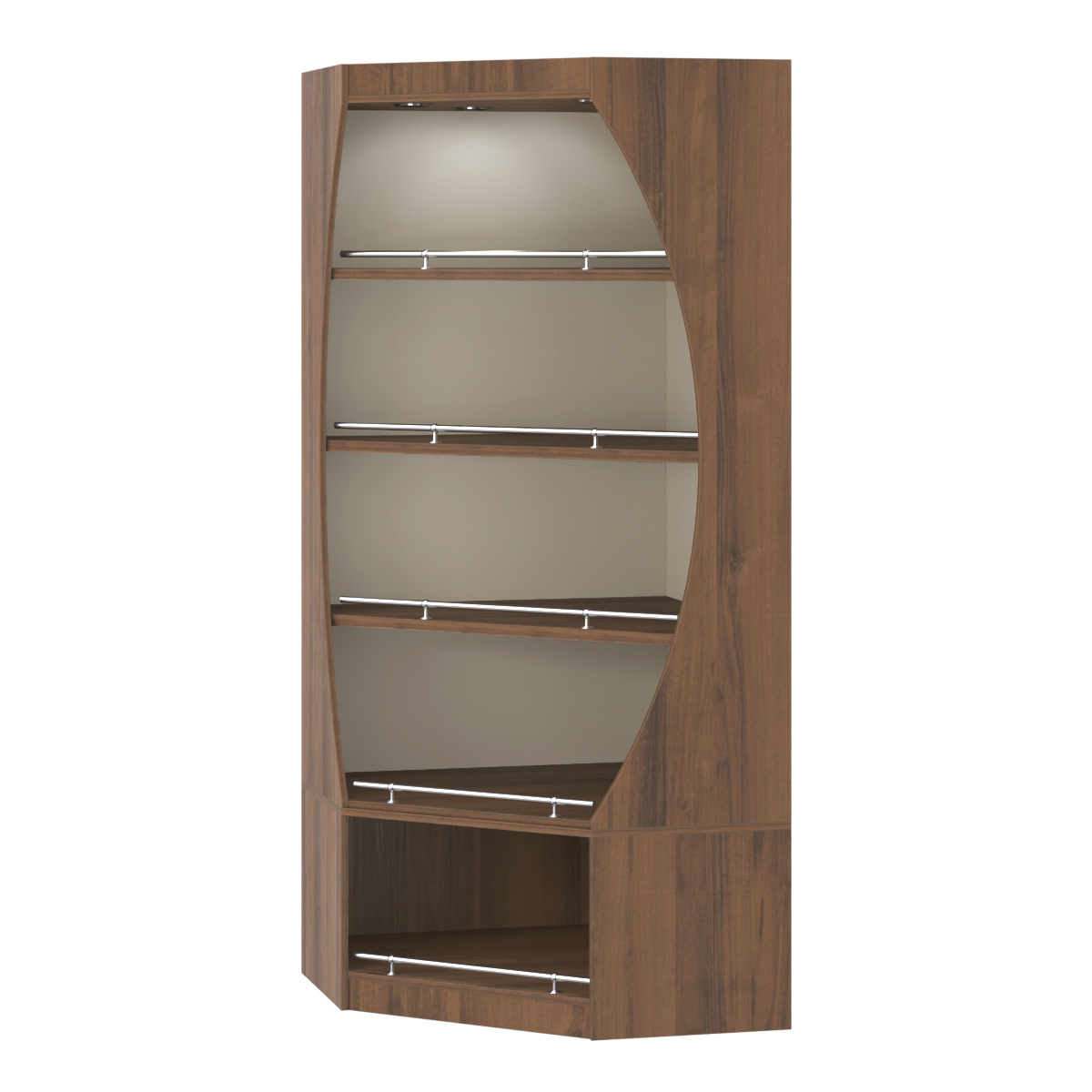 Стеллаж Гарант угловой №1-О с ограничителями Орех + Крем Вайс