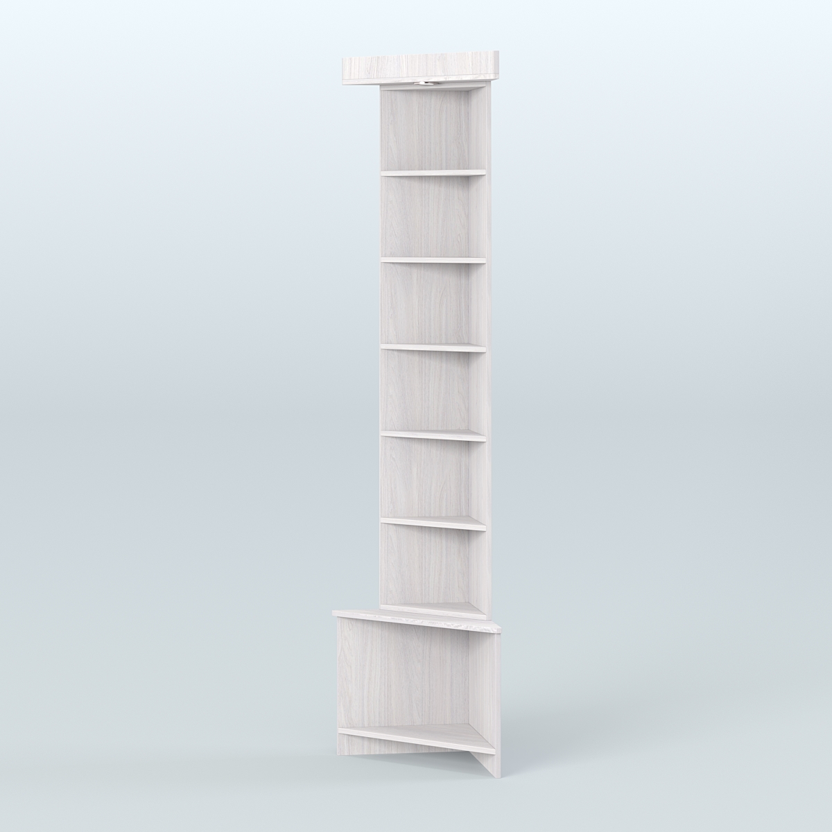 Витрина открытая для чая и кофе угловая №3 (внешний угол) Ясень Анкор светлый