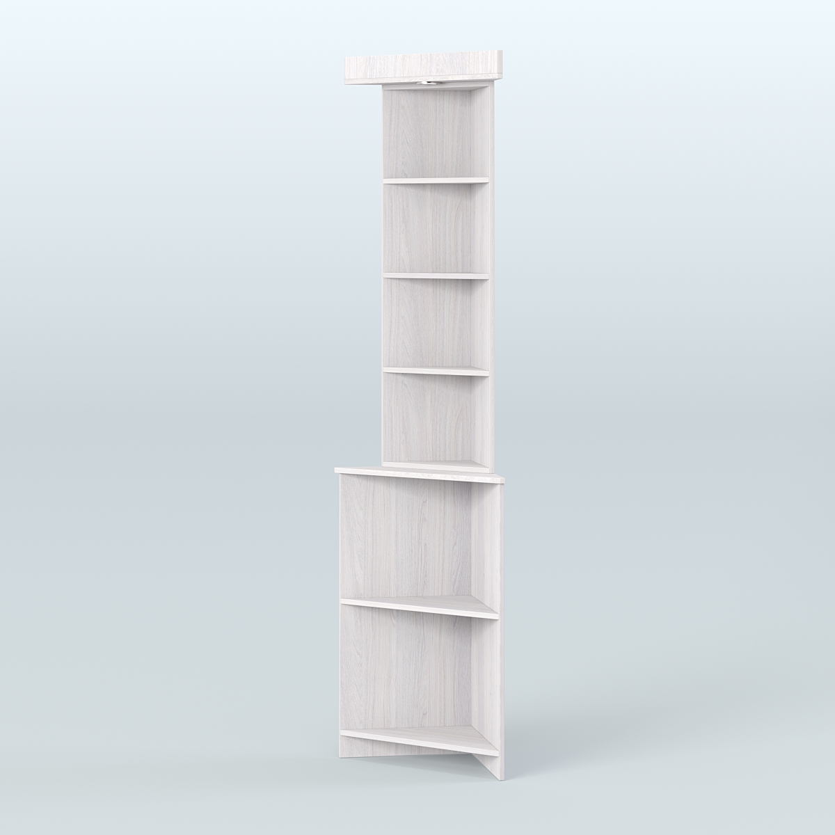 Витрина с каркасом из ДСП для чая и кофе угловая №4 (внешний угол) Ясень Анкор светлый