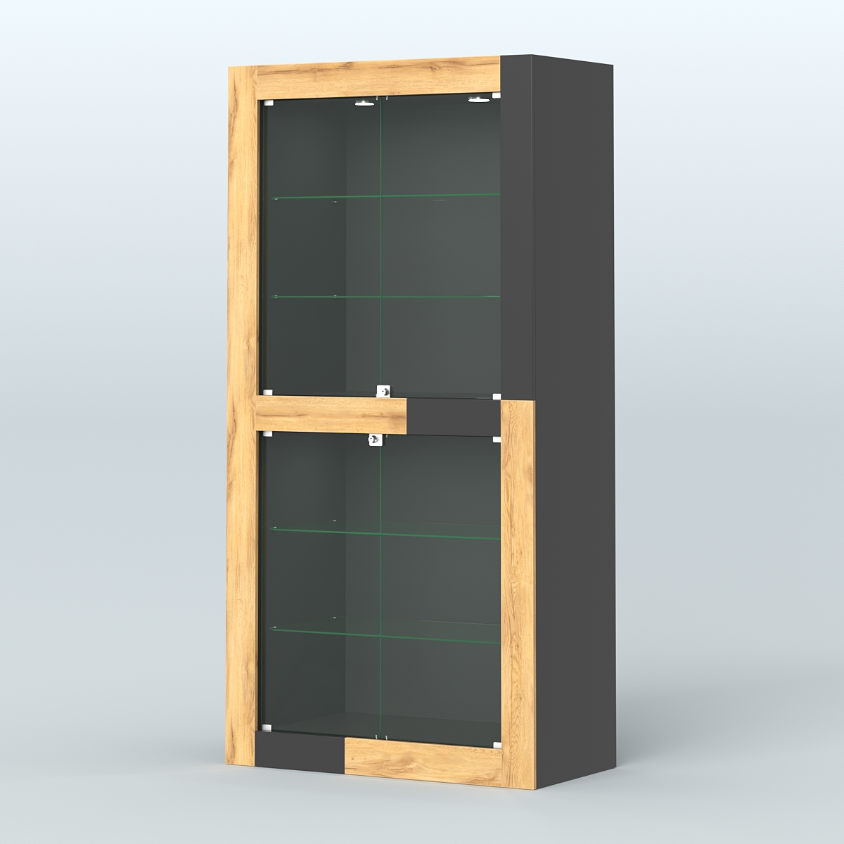 Витрина "Фаберлинк" №1 Черный и Дуб Золотистый U1148