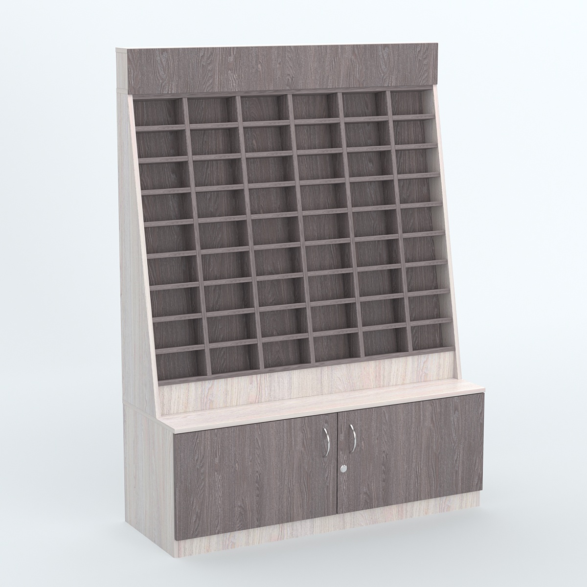 Стенд для очков №1 с накопителем Ясень Анкор светлый + Ясень Анкор темный