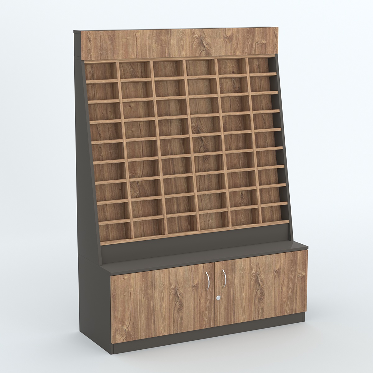 Стенд для очков №1 с накопителем Черный + Дуб Канзас Коричневый