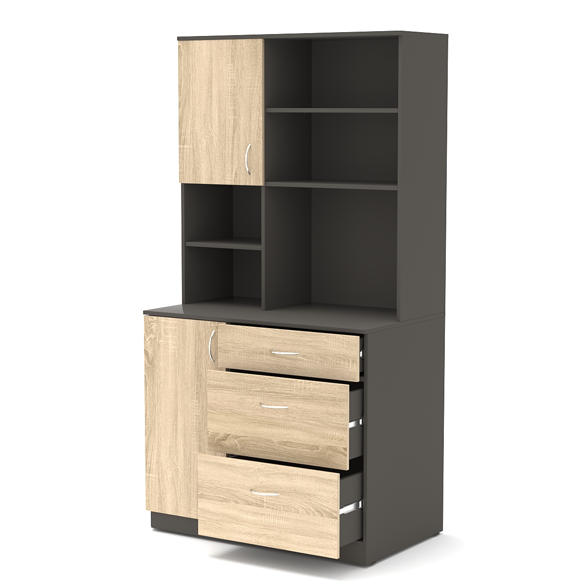 Офисная мини-кухня ВЕКТОР №5 Черный + Дуб Сонома