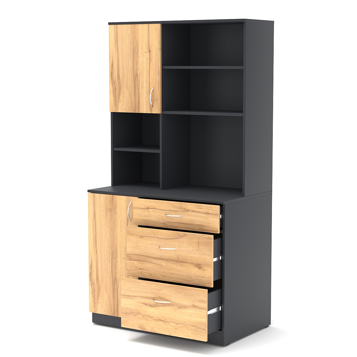 Офисная мини-кухня ВЕКТОР №5 Антрацит+Дуб Золотистый