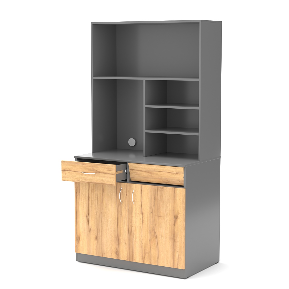 Офисная мини-кухня ВЕКТОР №6 Темно-Серый  + Дуб Золотистый