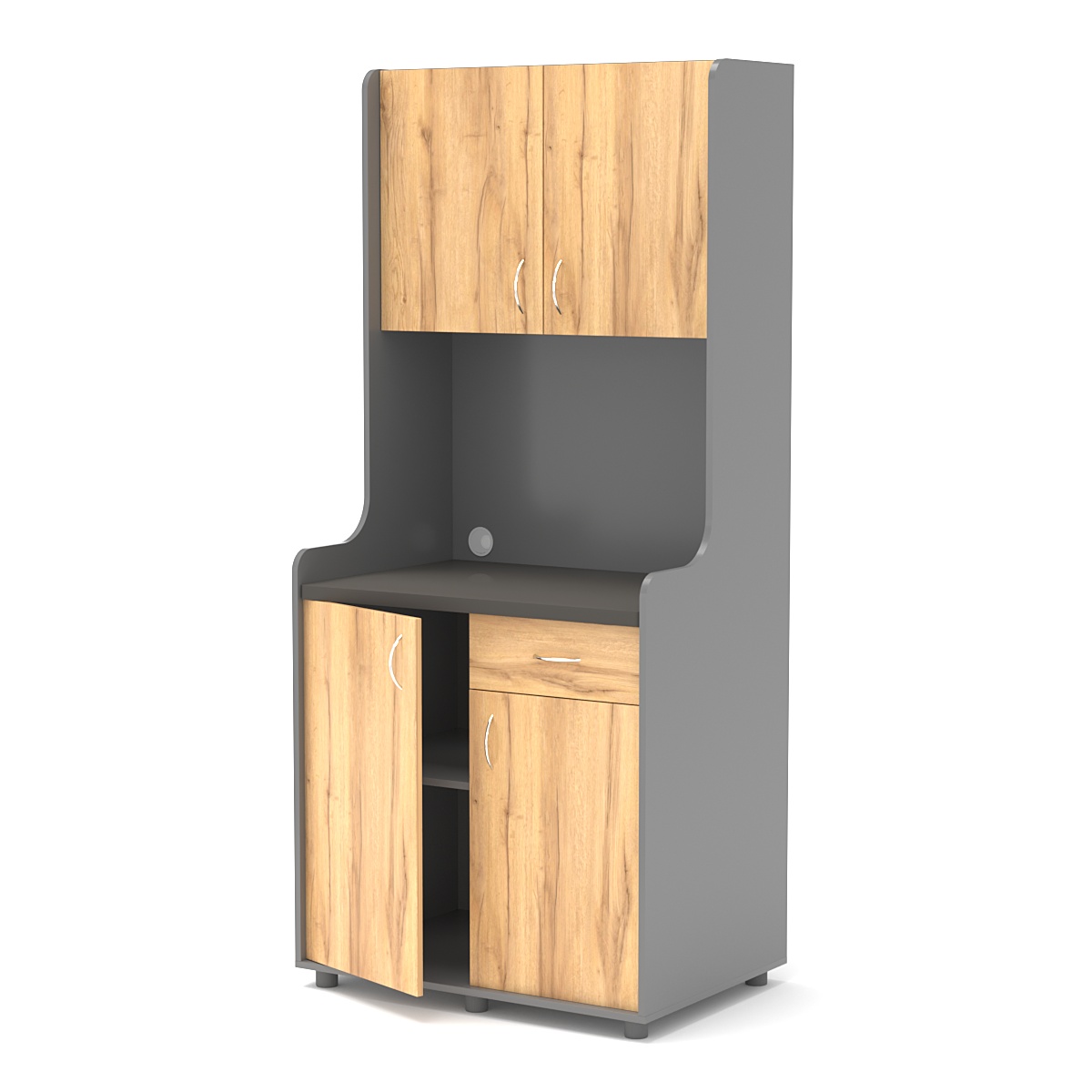 Офисная мини-кухня ЭЛЕГИЯ №1А Темно-серый и Дуб Золотистый