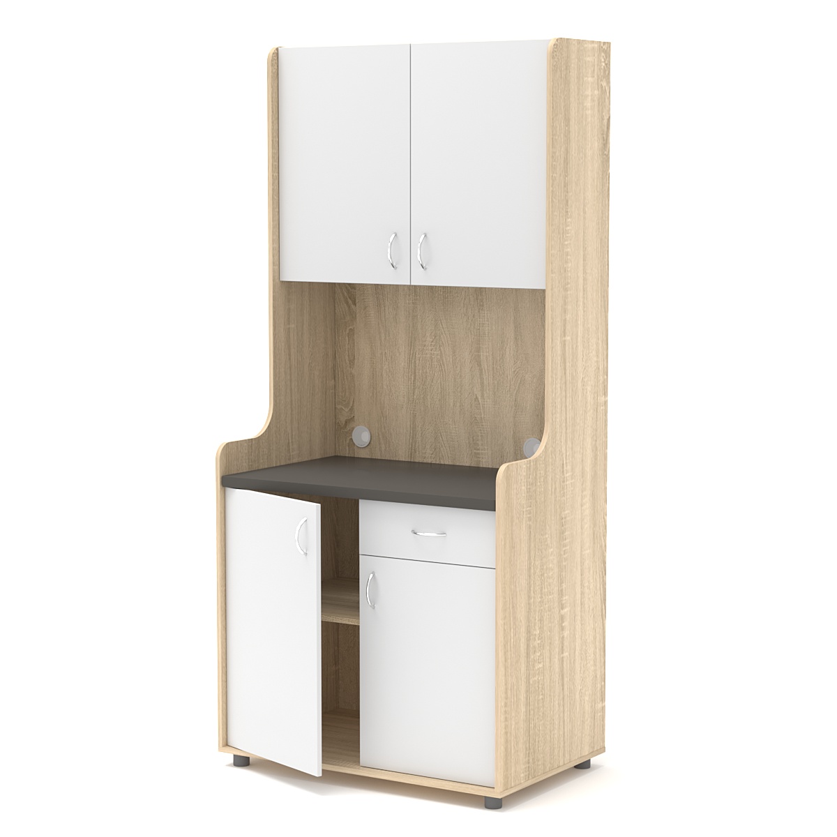 Офисная мини-кухня ЭЛЕГИЯ №2А Дуб Сонома + Белый