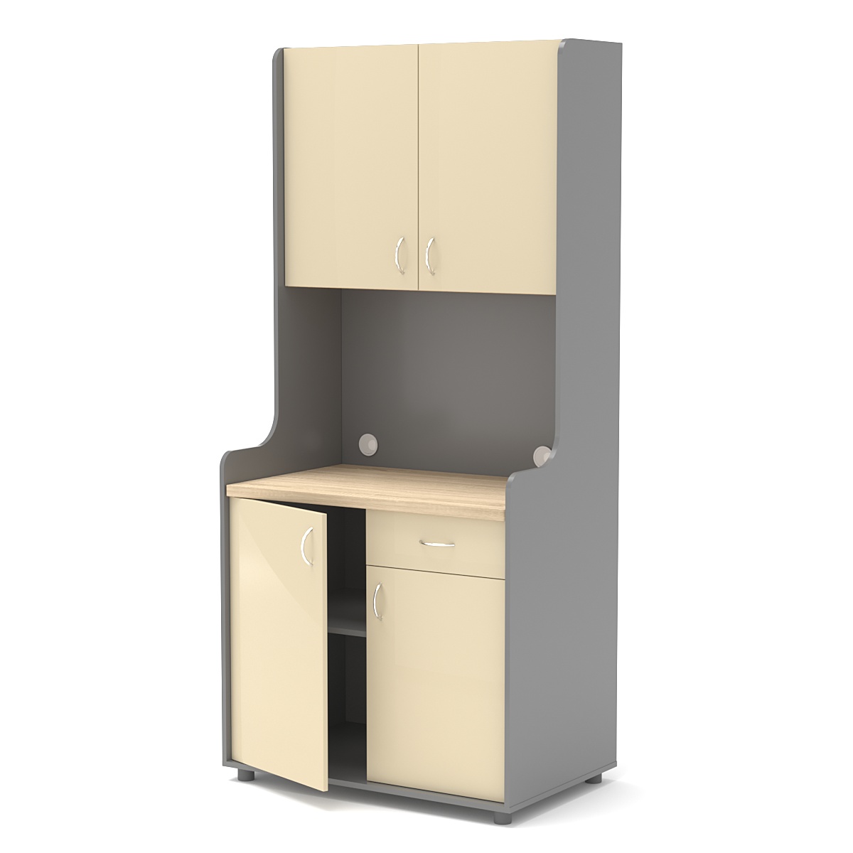 Офисная мини-кухня ЭЛЕГИЯ №2А Темно-серый + Крем Вайс