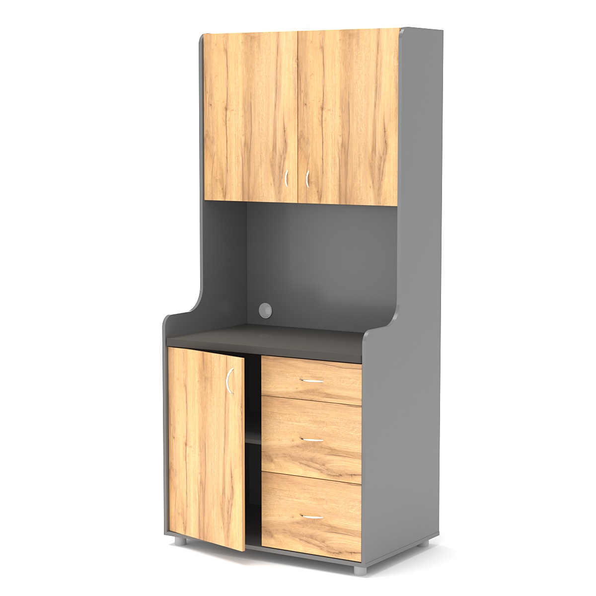 Офисная мини-кухня ЭЛЕГИЯ №3А Темно-серый и Дуб Золотистый