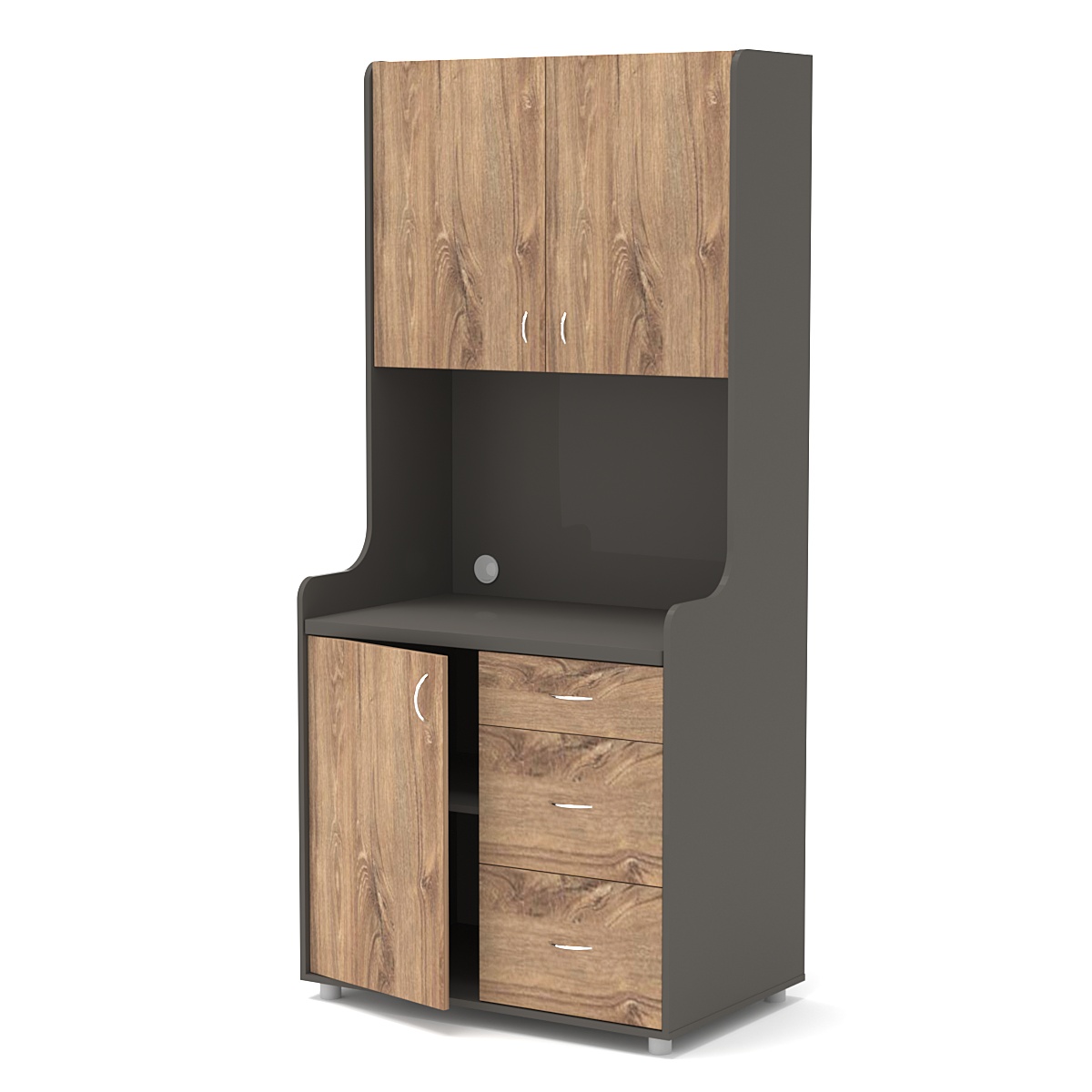 Офисная мини-кухня ЭЛЕГИЯ №3А Черный + Дуб Канзас Коричневый