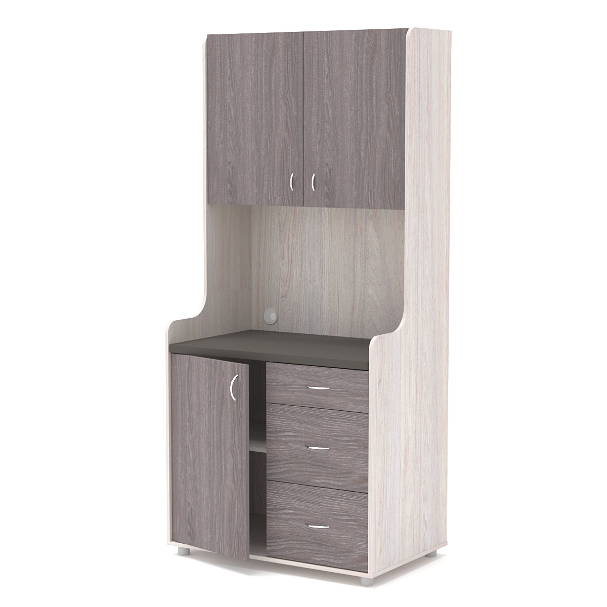 Офисная мини-кухня ЭЛЕГИЯ №3А Ясень Анкор светлый + Ясень Анкор темный