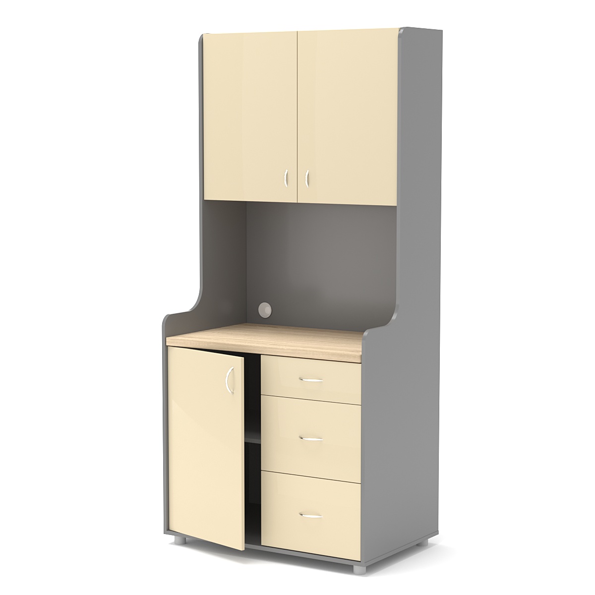 Офисная мини-кухня ЭЛЕГИЯ №3А Темно-серый + Крем Вайс