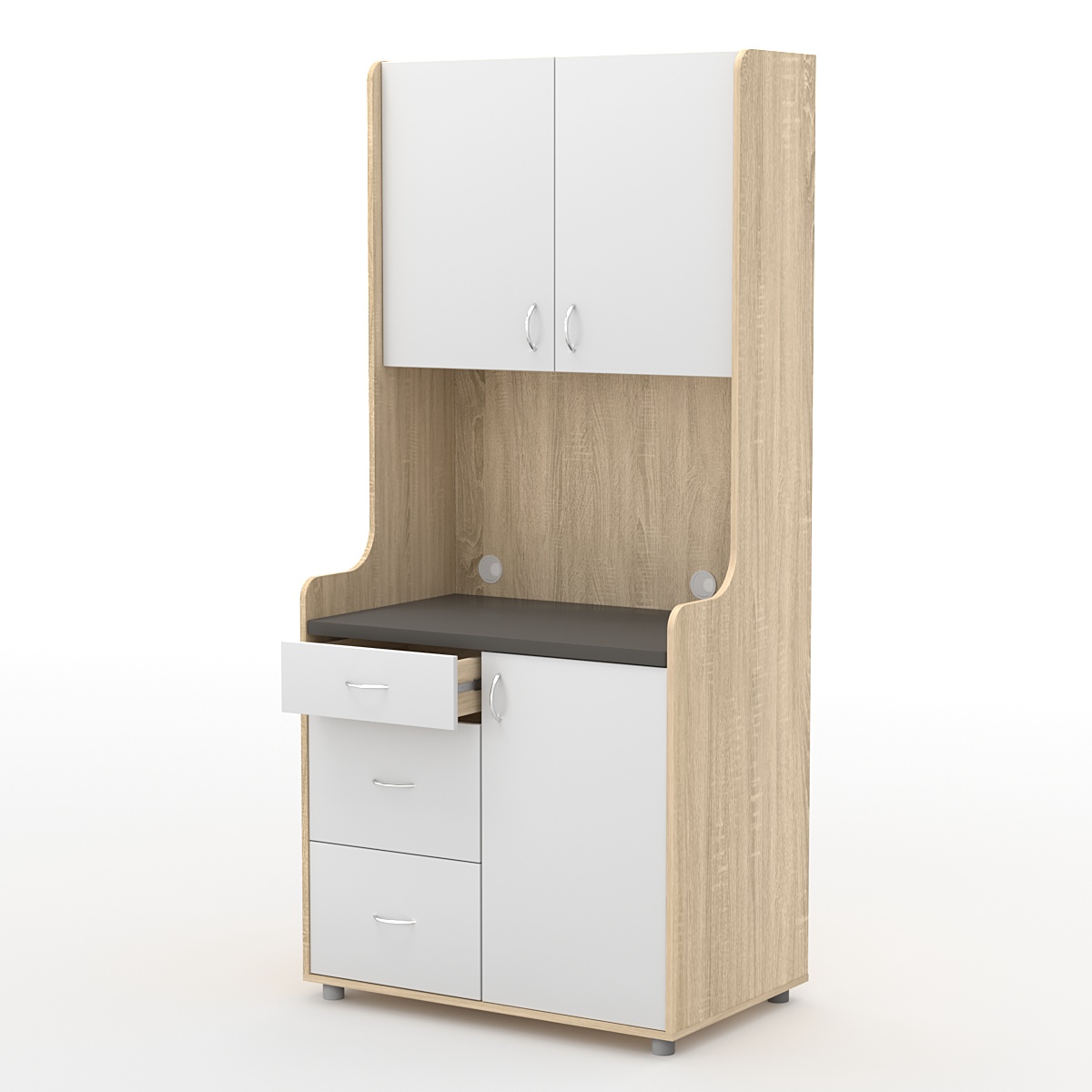 Офисная мини-кухня ЭЛЕГИЯ №4А Дуб Сонома + Белый