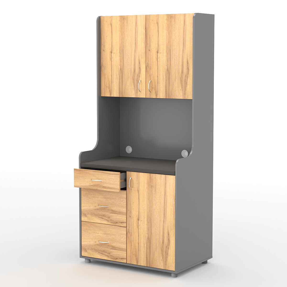 Офисная мини-кухня ЭЛЕГИЯ №4А Темно-серый и Дуб Золотистый