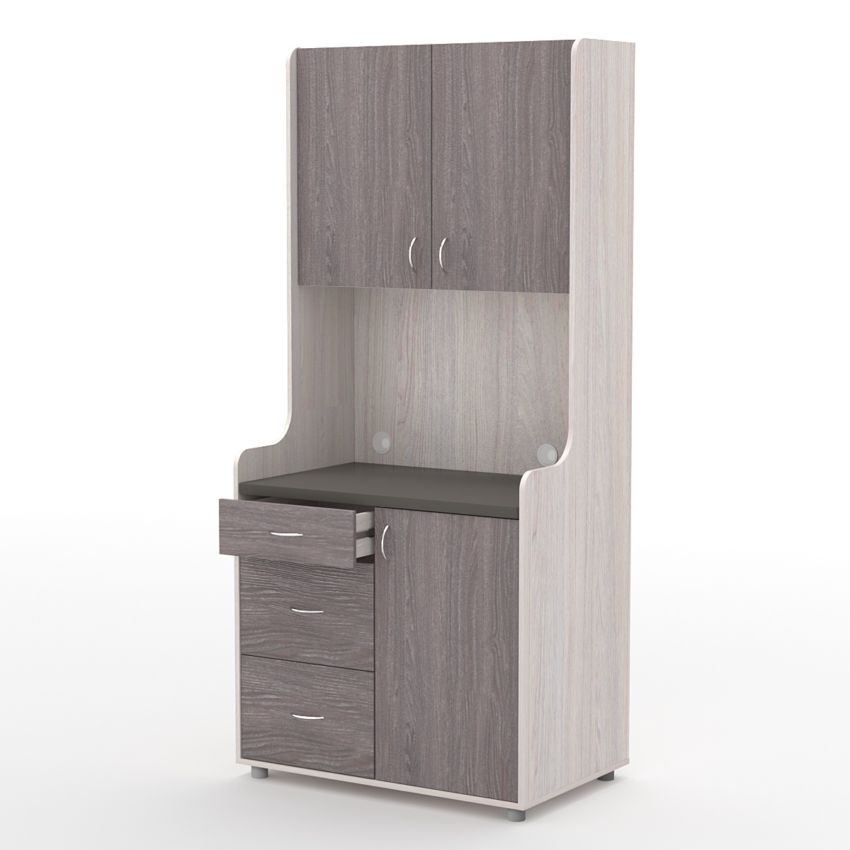 Офисная мини-кухня ЭЛЕГИЯ №4А Ясень Анкор светлый + Ясень Анкор темный