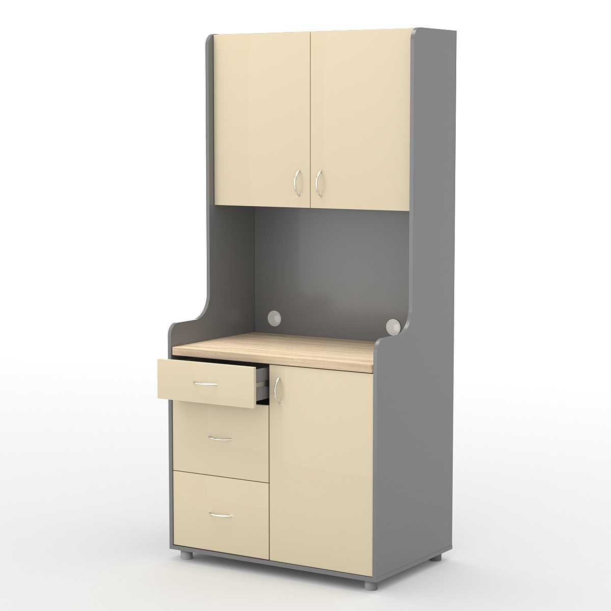 Офисная мини-кухня ЭЛЕГИЯ №4А Темно-серый + Крем Вайс
