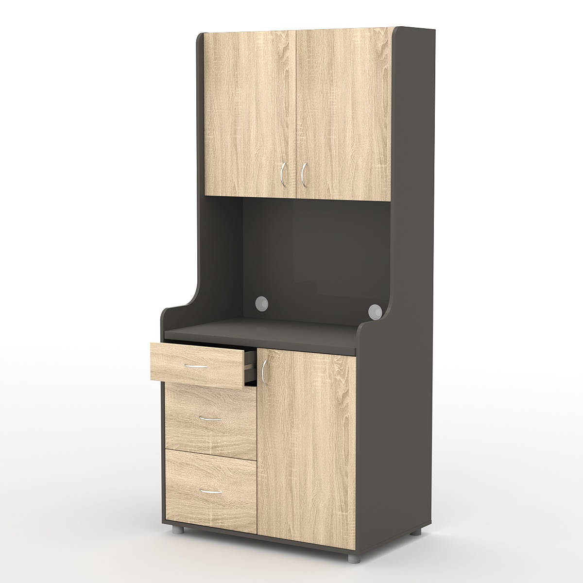 Офисная мини-кухня ЭЛЕГИЯ №4А Черный + Дуб Сонома