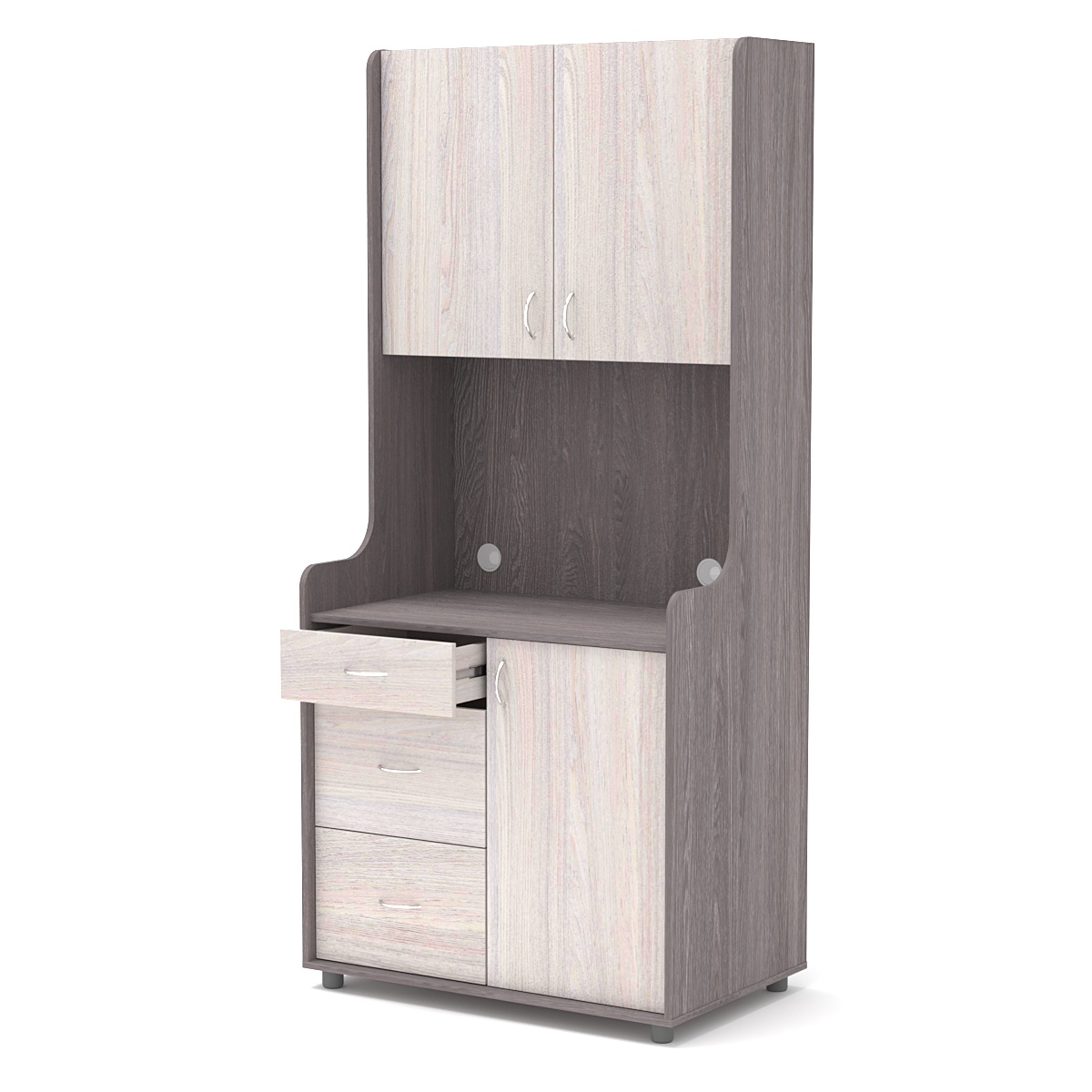 Офисная мини-кухня ЭЛЕГИЯ №2 Ясень Анкор темный + Ясень Анкор светлый