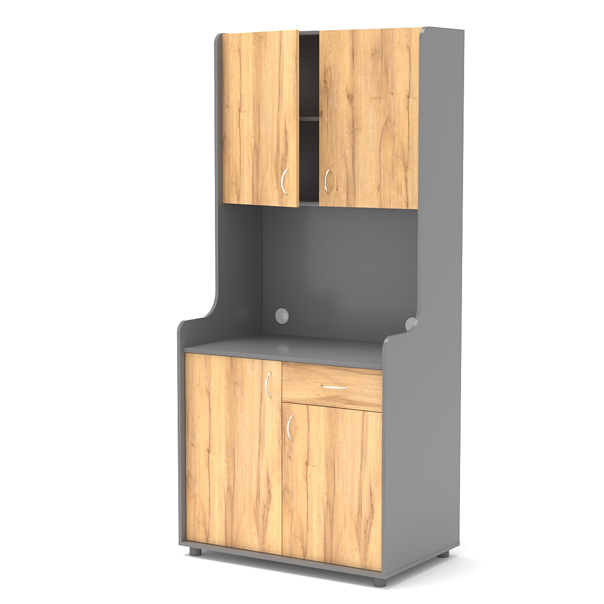 Офисная мини-кухня ЭЛЕГИЯ №2 Темно-серый и Дуб Золотистый