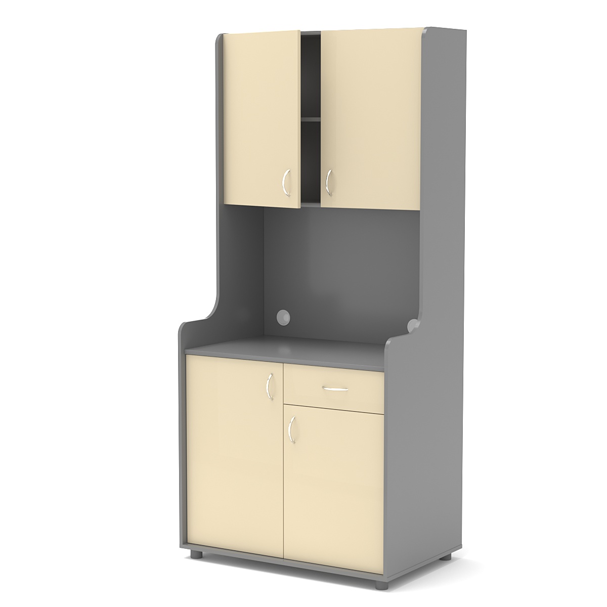 Офисная мини-кухня ЭЛЕГИЯ №2 Темно-серый + Крем Вайс