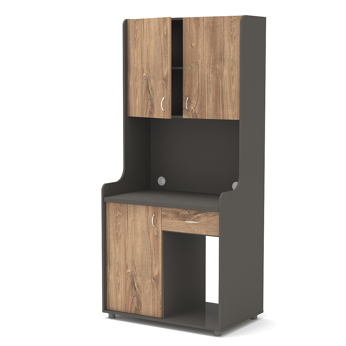 Офисная мини-кухня ЭЛЕГИЯ №5А Черный + Дуб Канзас Коричневый