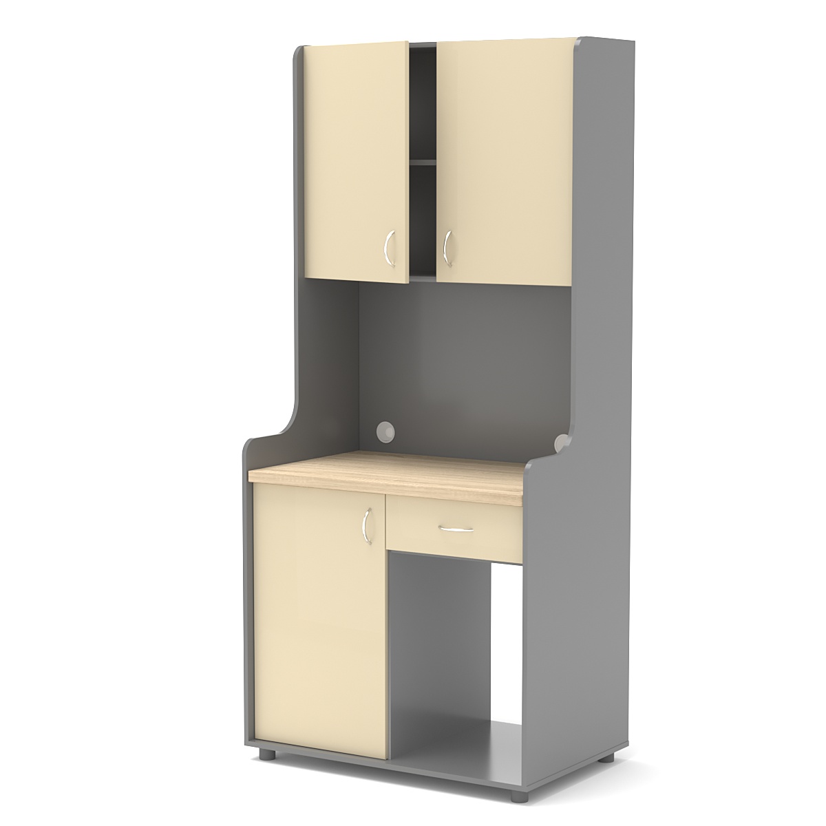 Офисная мини-кухня ЭЛЕГИЯ №5А Темно-серый + Крем Вайс