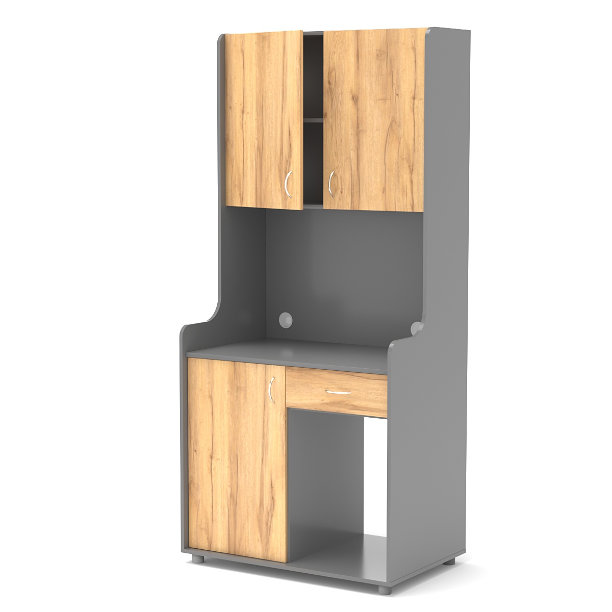 Офисная мини-кухня ЭЛЕГИЯ №5 Темно-серый и Дуб Золотистый
