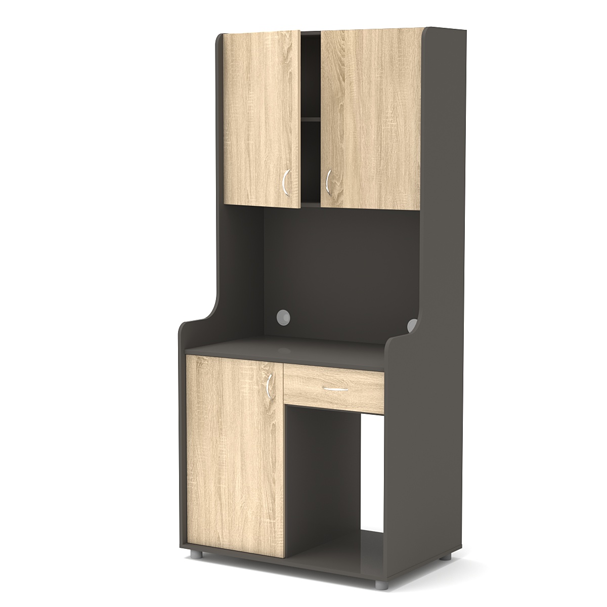 Офисная мини-кухня ЭЛЕГИЯ №5 Черный + Дуб Сонома