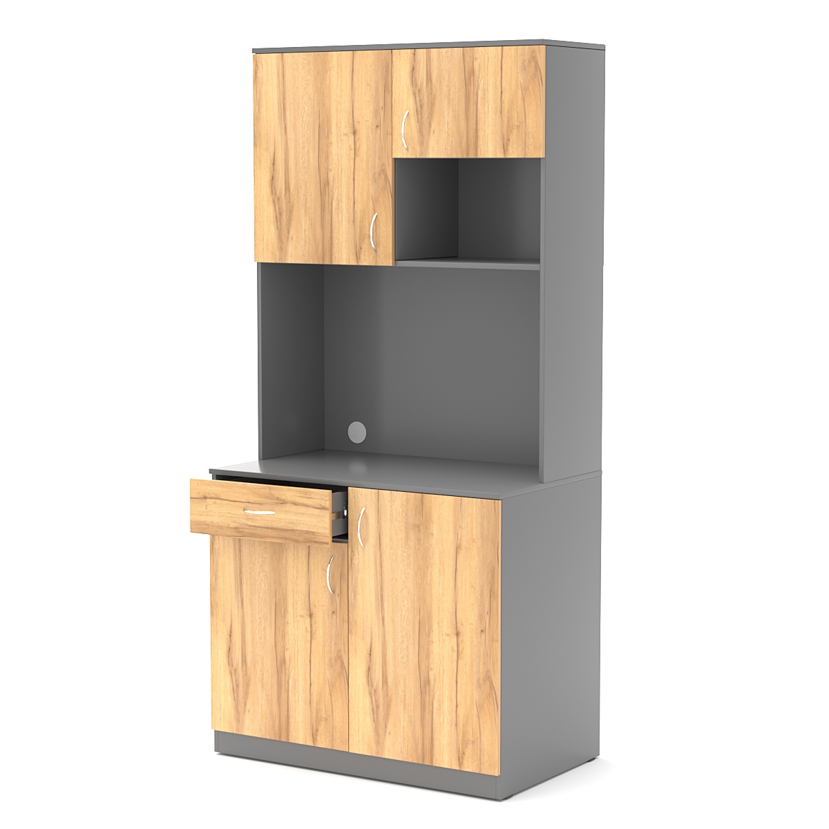 Офисная мини-кухня ПРАКТИК №4 Темно-Серый  + Дуб Золотистый