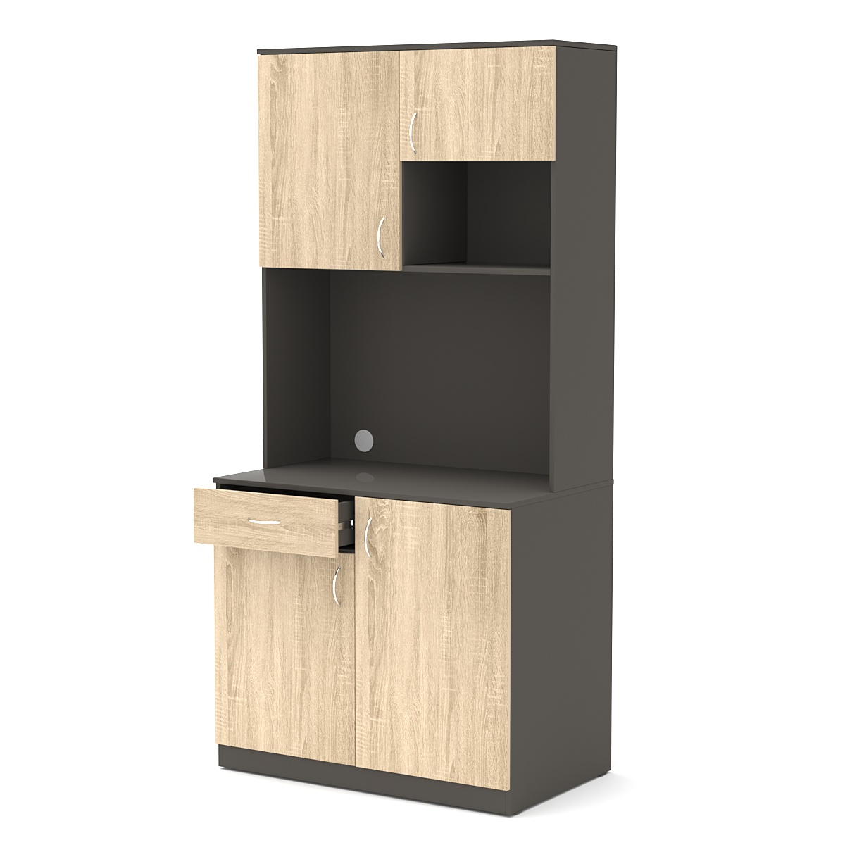 Офисная мини-кухня ПРАКТИК №4 Черный + Дуб Сонома