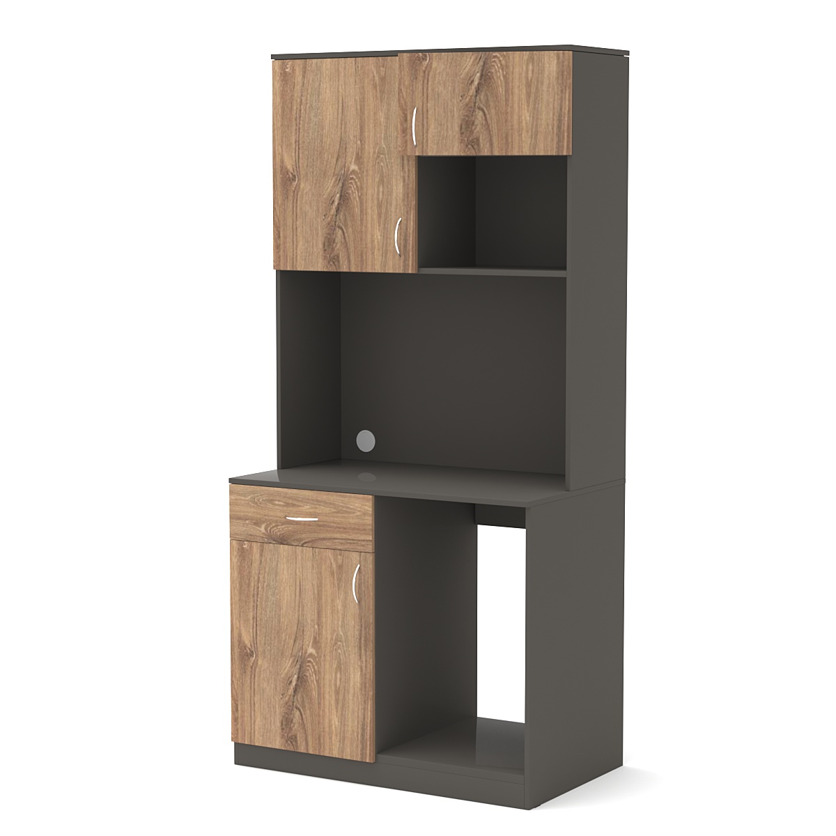 Офисная мини-кухня ПРАКТИК №5 Черный + Дуб Канзас Коричневый