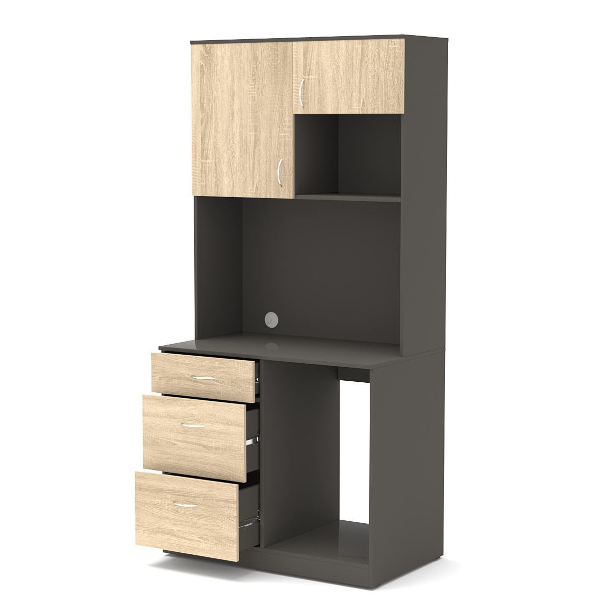 Офисная мини-кухня ПРАКТИК №6 Черный + Дуб Сонома