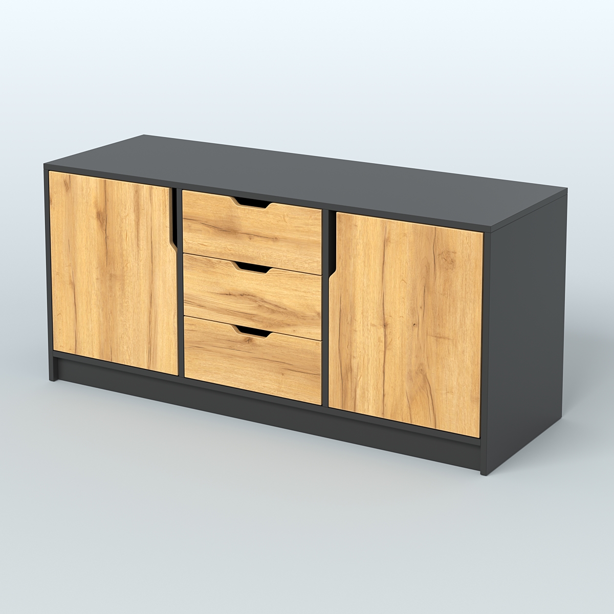 Тумба Модесто Черный и Дуб Золотистый U1148