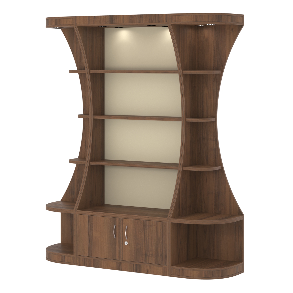 Пристенный высокий стеллаж ГАРАНТ №1 Орех + Крем Вайс