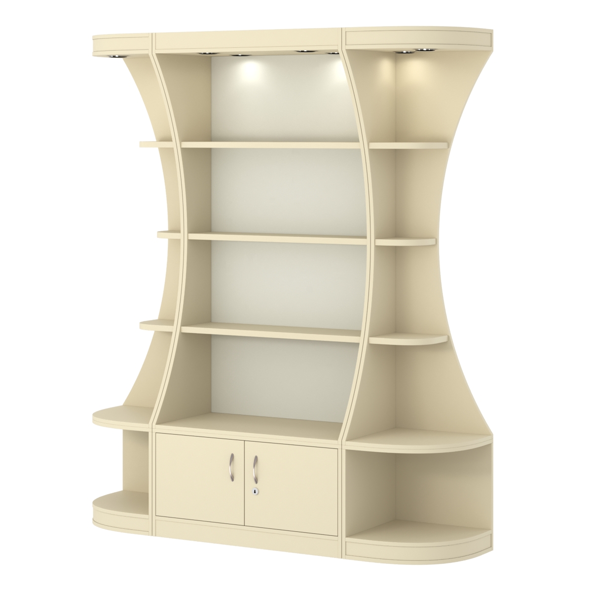 Пристенный высокий стеллаж ГАРАНТ №1 Крем Вайс + Белый