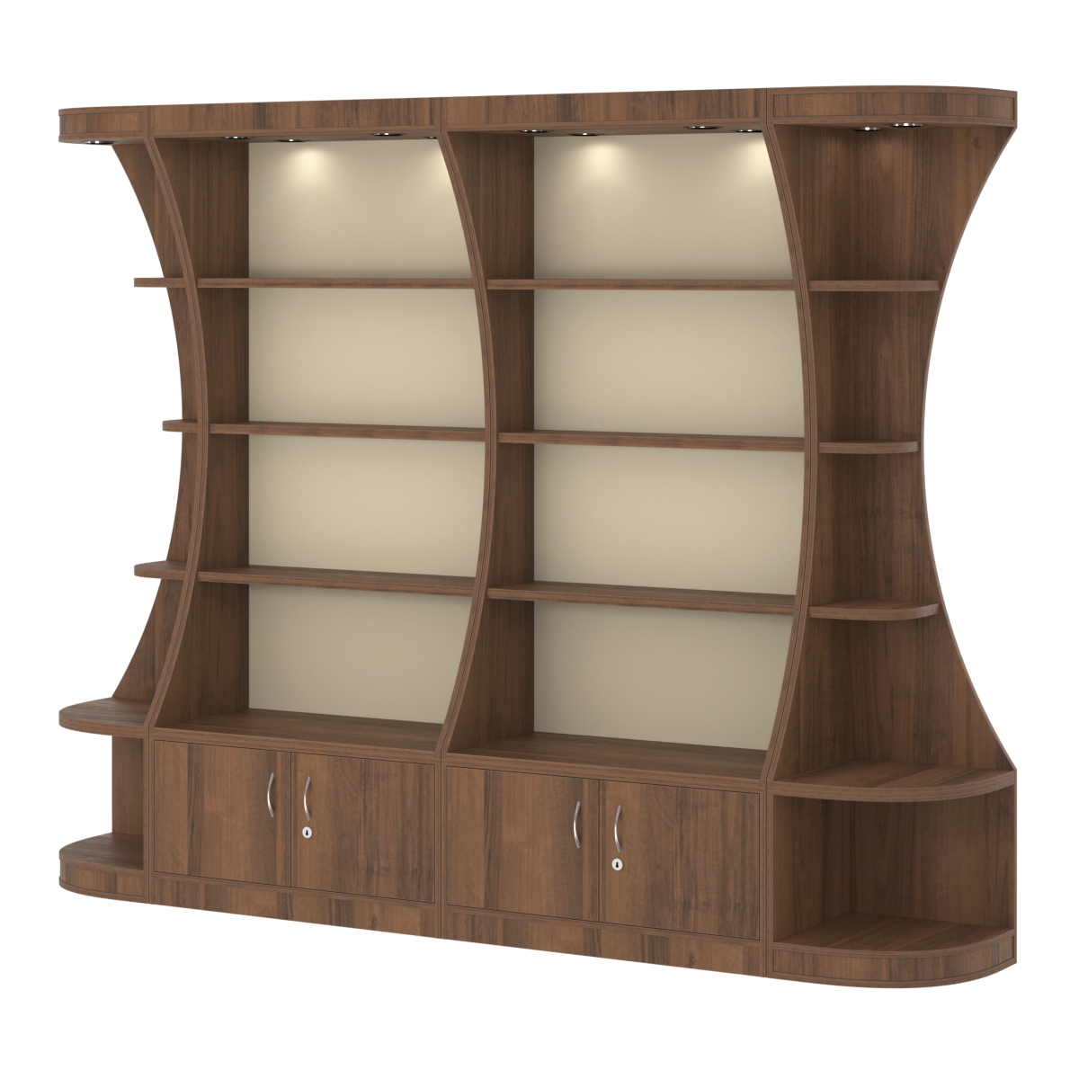  Пристенный высокий стеллаж ГАРАНТ №2 Орех + Крем Вайс