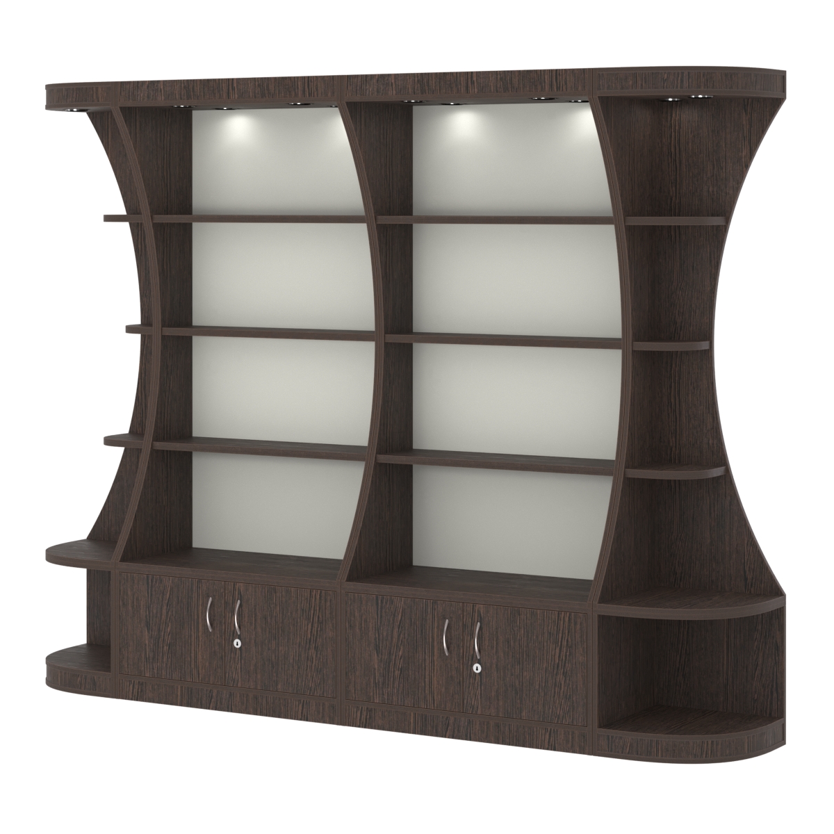  Пристенный высокий стеллаж ГАРАНТ №2 Дуб Венге + Белый