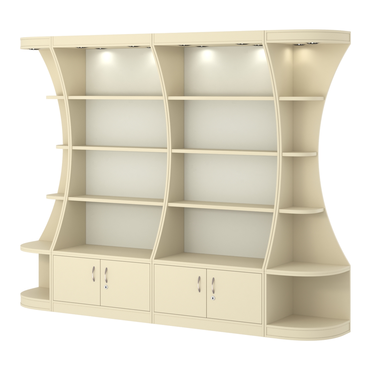  Пристенный высокий стеллаж ГАРАНТ №2 Крем Вайс + Белый