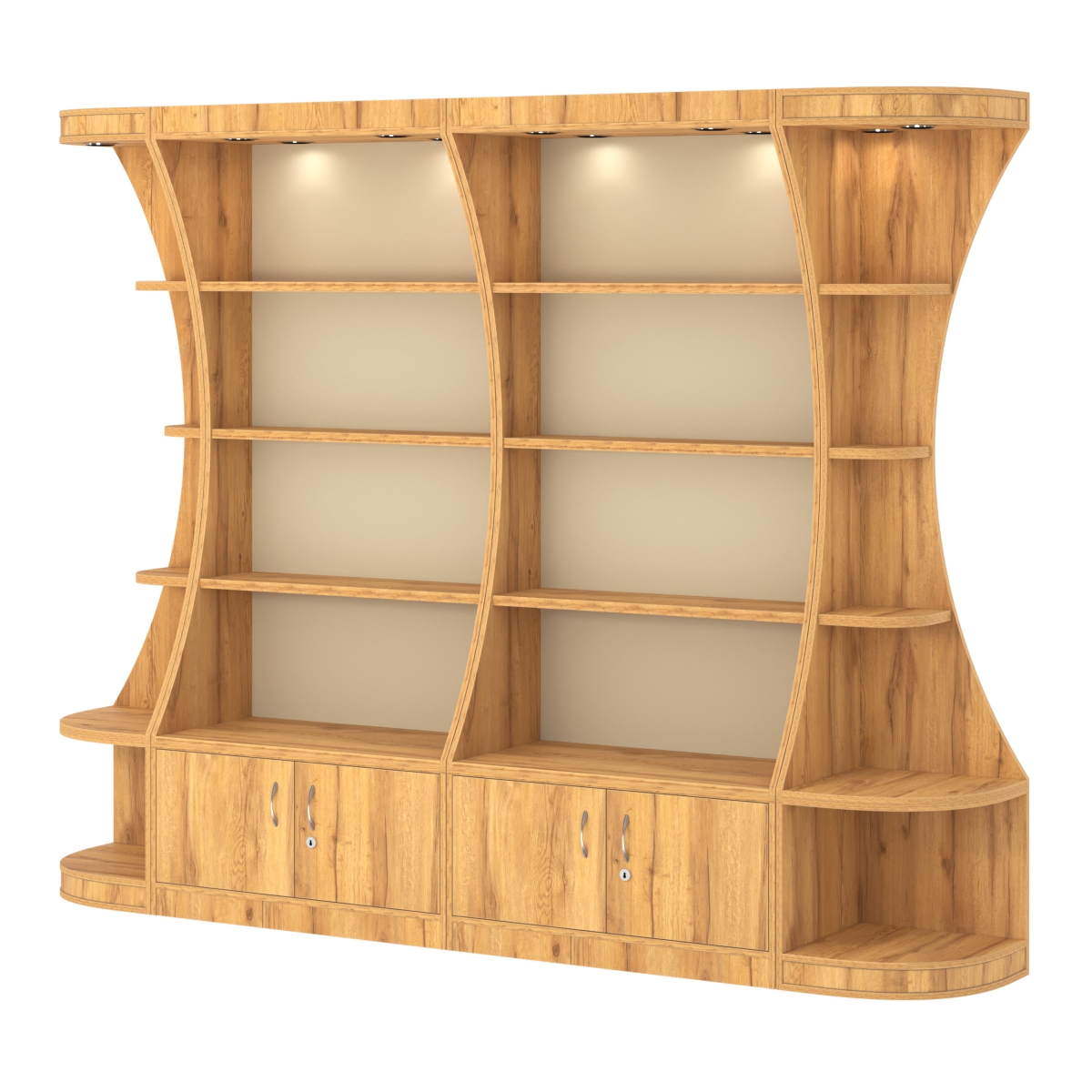  Пристенный высокий стеллаж ГАРАНТ №2 Дуб Золотистый и Крем Вайс