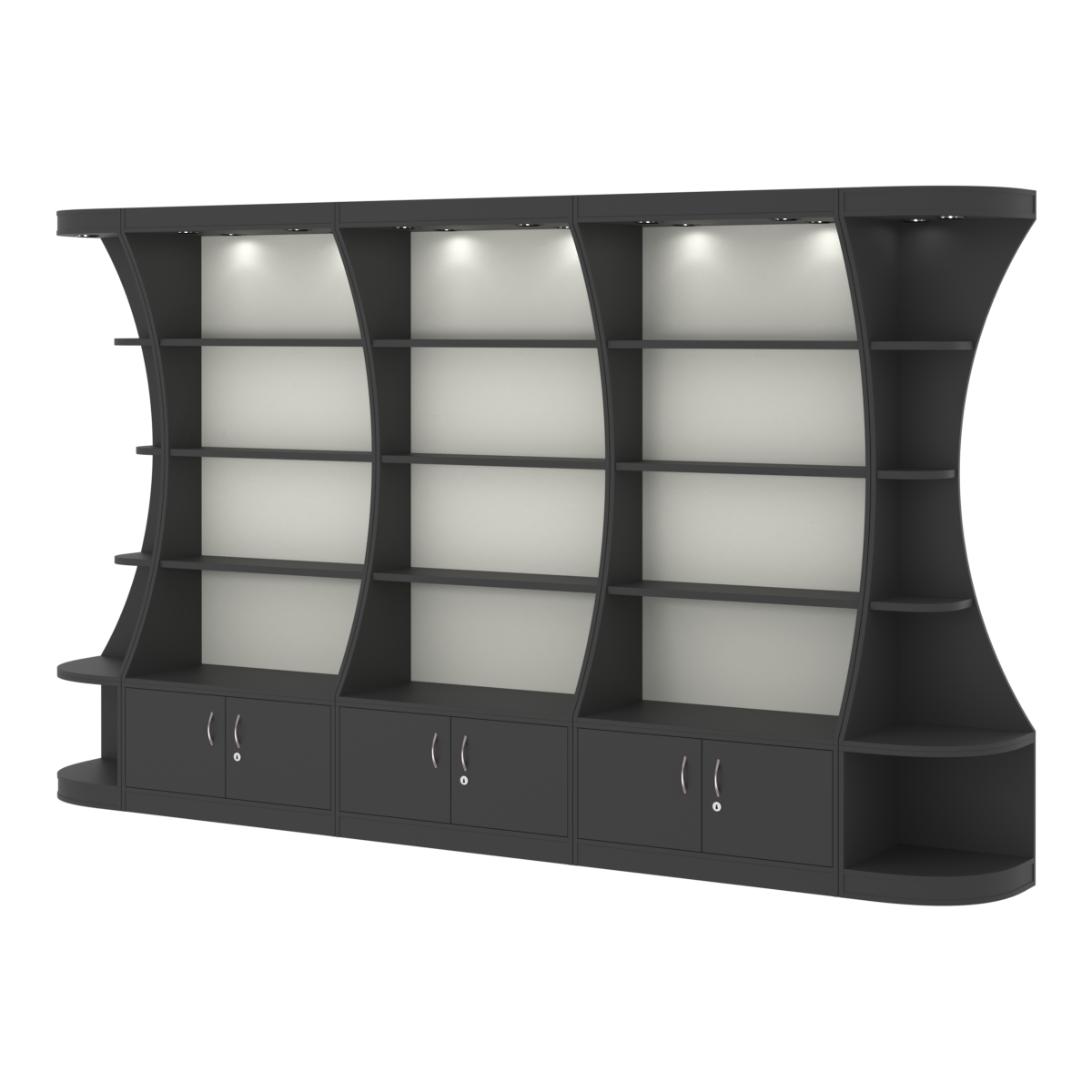 Пристенный высокий стеллаж ГАРАНТ №3 Черный и Белый