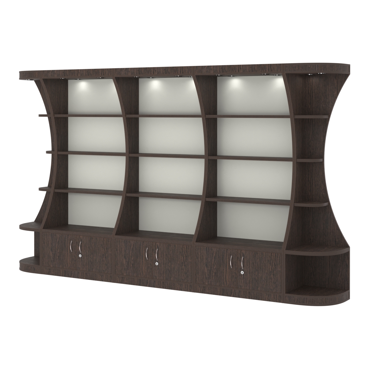 Пристенный высокий стеллаж ГАРАНТ №3 Дуб Венге + Белый