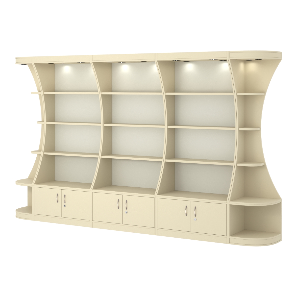 Пристенный высокий стеллаж ГАРАНТ №3 Крем Вайс + Белый